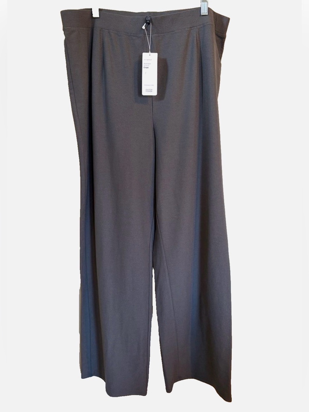 NWT Eileen Fisher Washable Stretch Crepe Wide Leg Pants 1X Ash Gray